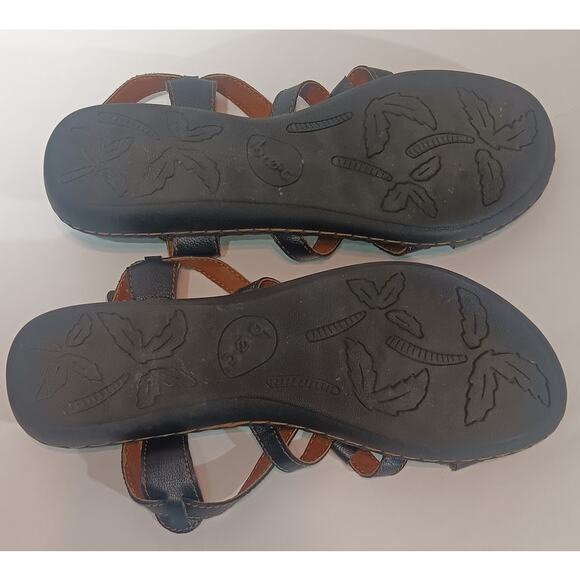 B.O.C Black Strappy Sandals Women’s 8M Comfort Floral Footbed Summer Shoes - Picture 5 of 5